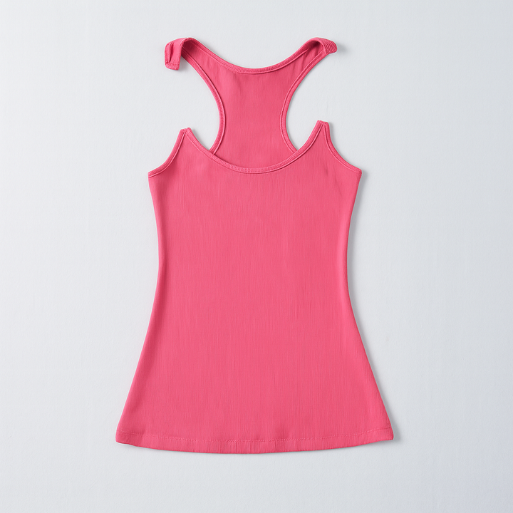 Ribbed Tank Top with Invisible Straps and Slim Fit, Breathable Stretch Fabric