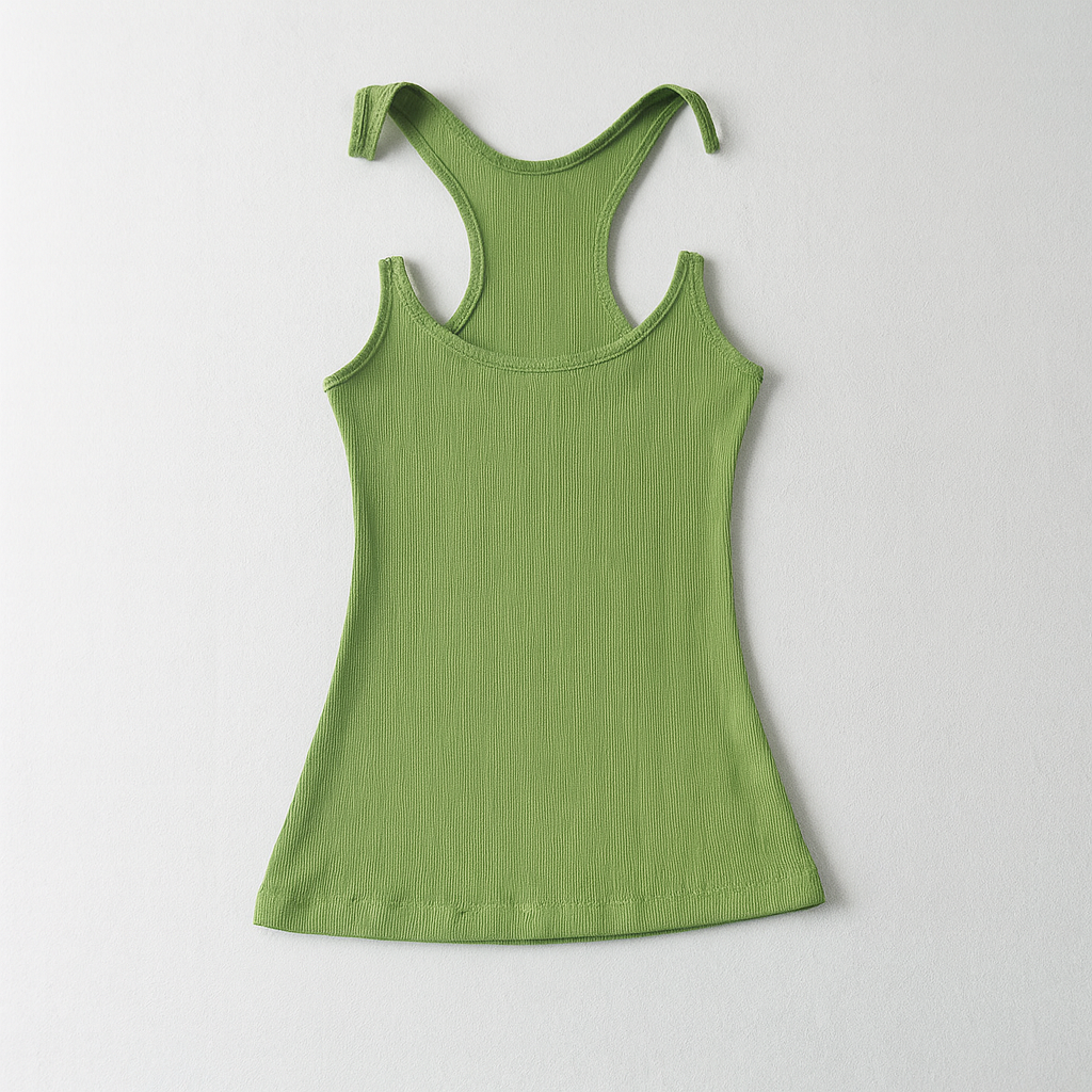 Ribbed Tank Top with Invisible Straps and Slim Fit, Breathable Stretch Fabric