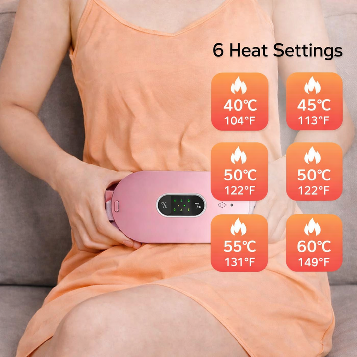 Cordless Heating Massager with Six Heat Levels and Six Massage Modes for Period Cramps