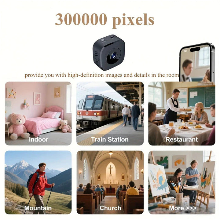 1080P HD Wireless Security Camera with Night Vision and Magnetic Bracket, 70g Compact