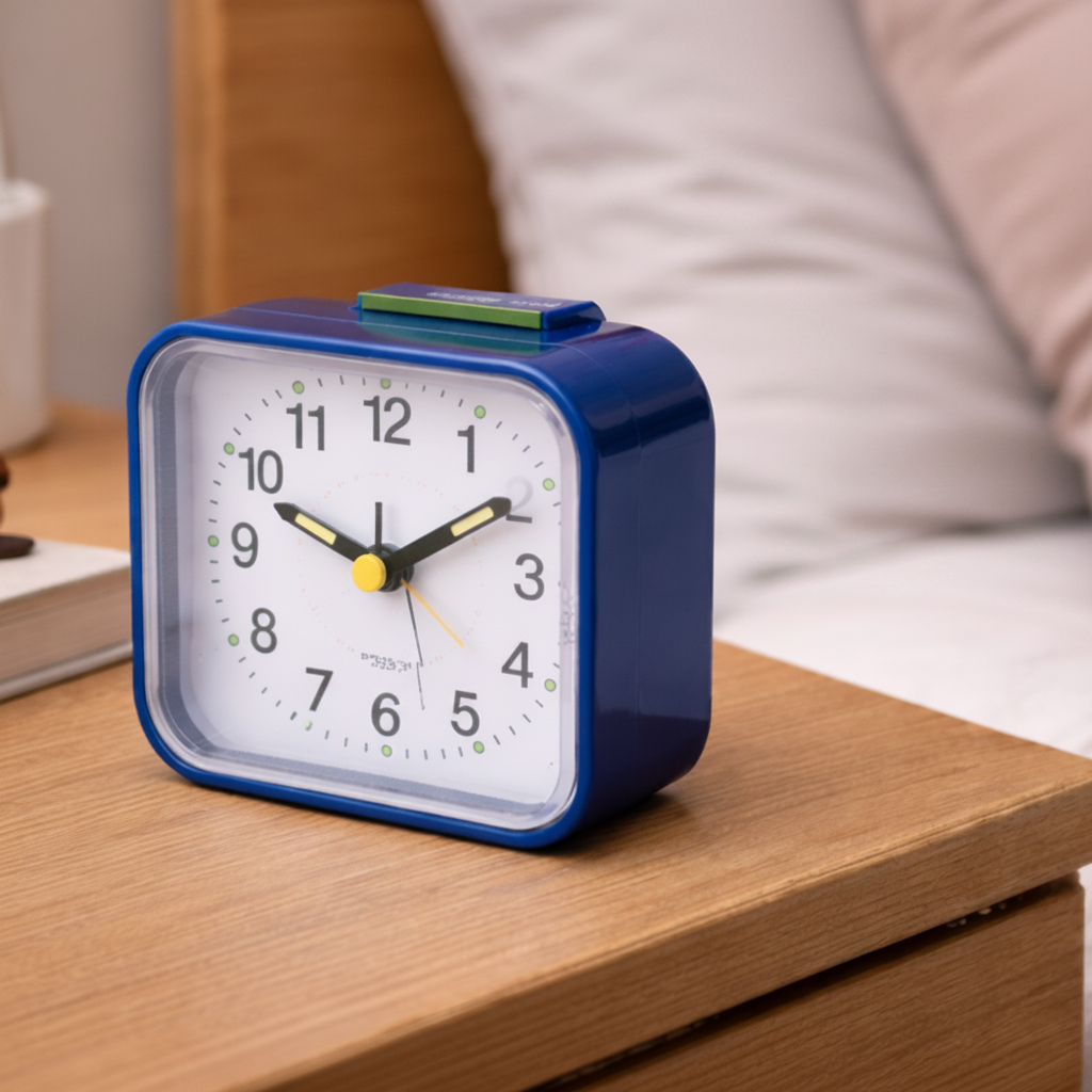 Analog Bedside Alarm Clock with Silent Movement and Night Light, Snooze Function