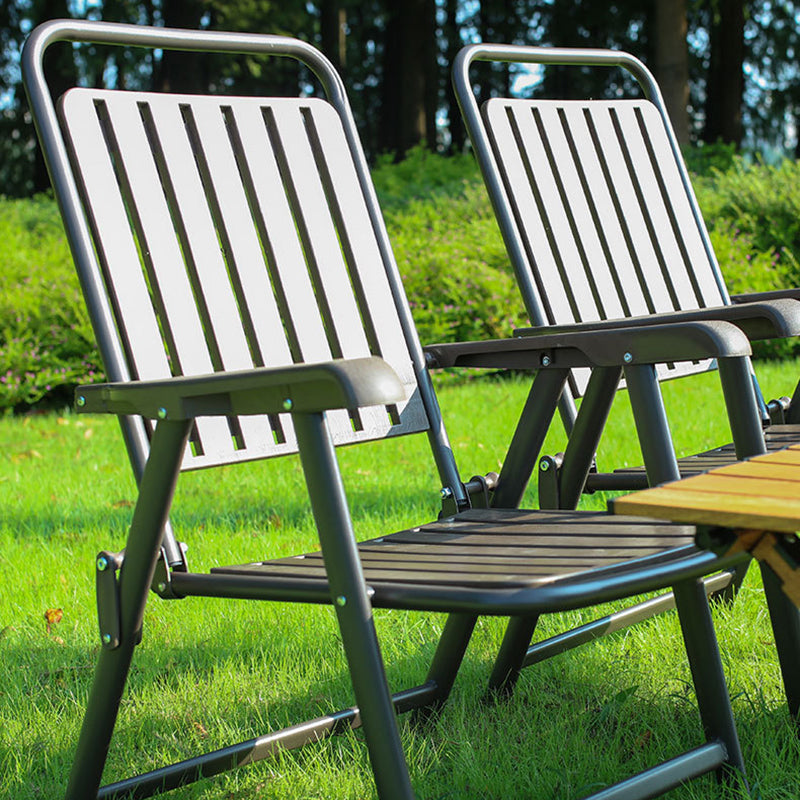 Foldable Camping Chair with Carbon Steel Frame and Integrated Footrest, Armrests and Backrest