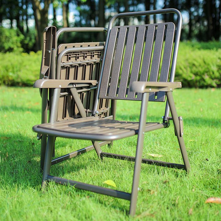 Foldable Camping Chair with Carbon Steel Frame and Integrated Footrest, Armrests and Backrest