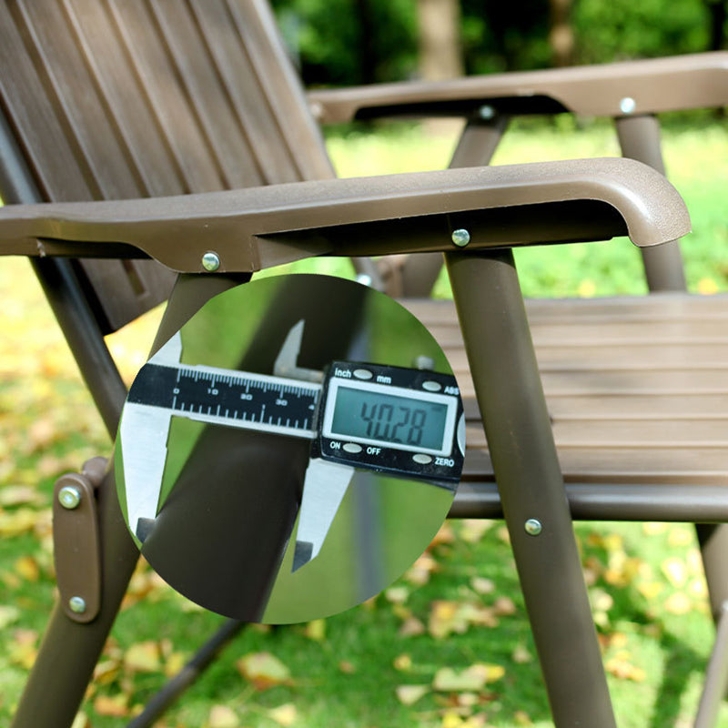 Foldable Camping Chair with Carbon Steel Frame and Integrated Footrest, Armrests and Backrest