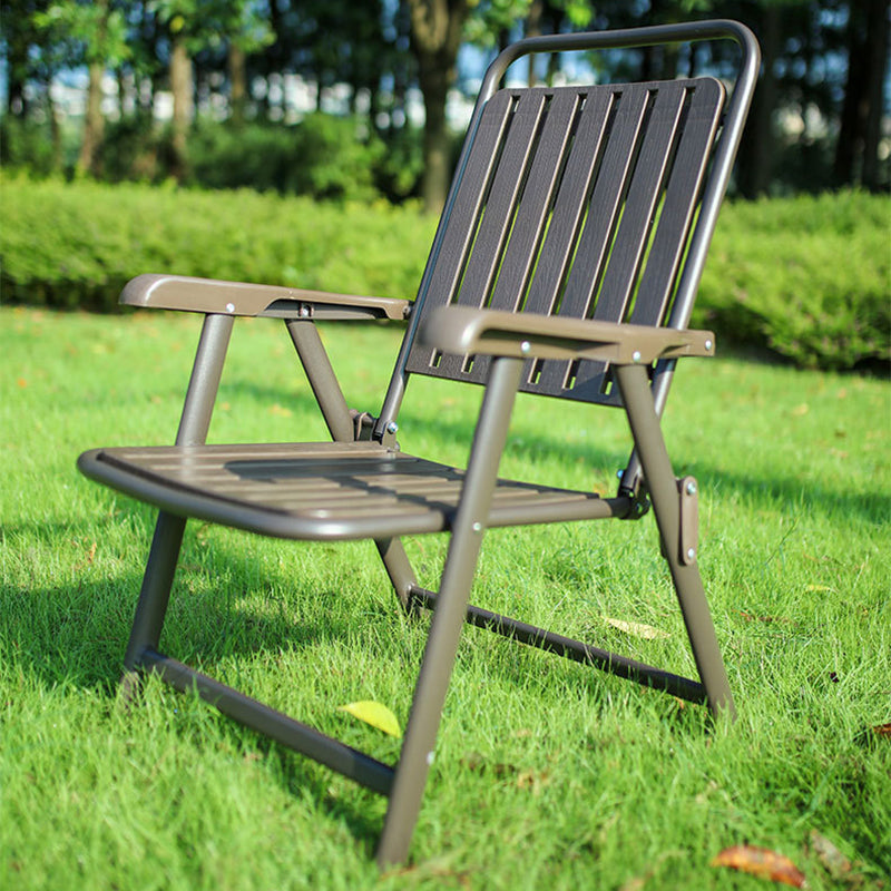 Foldable Camping Chair with Carbon Steel Frame and Integrated Footrest, Armrests and Backrest