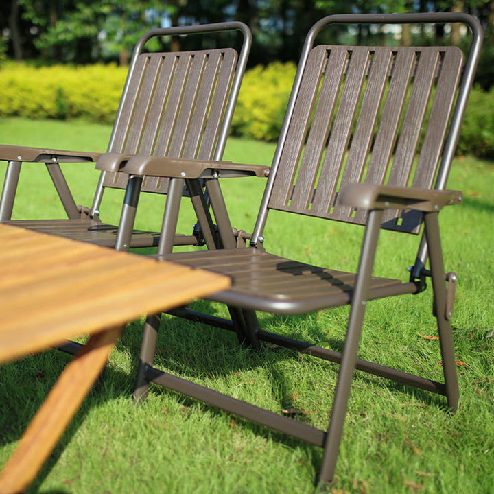 Foldable Camping Chair with Carbon Steel Frame and Integrated Footrest, Armrests and Backrest