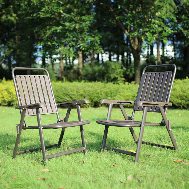 Foldable Camping Chair with Carbon Steel Frame and Integrated Footrest, Armrests and Backrest