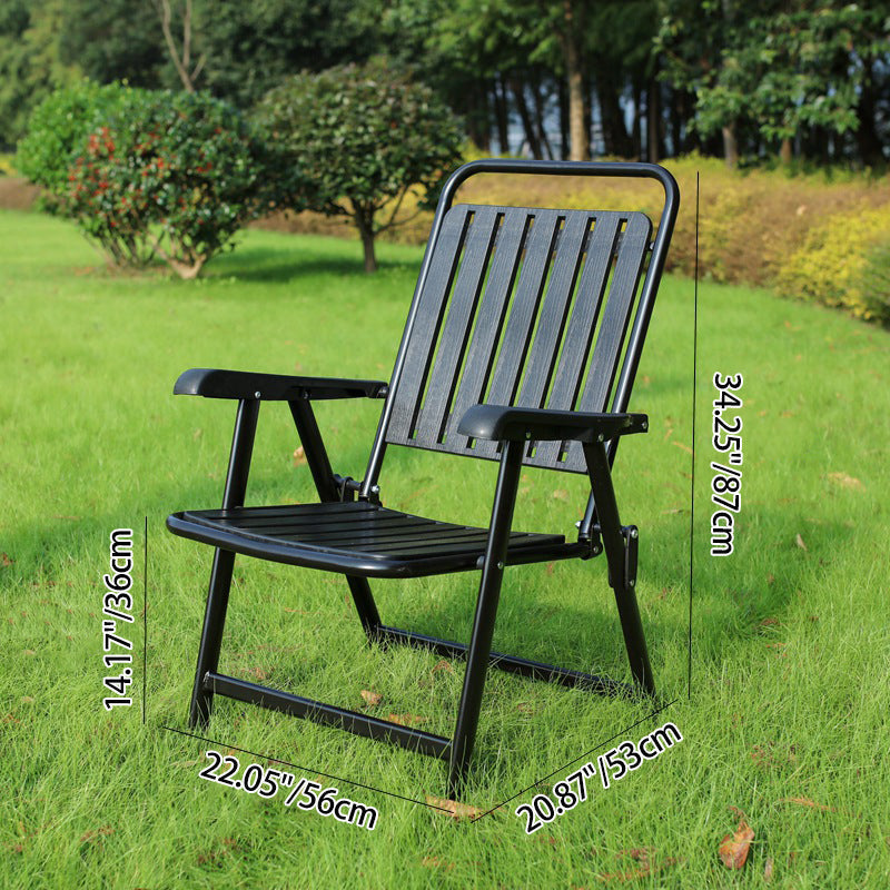 Foldable Camping Chair with Carbon Steel Frame and Integrated Footrest, Armrests and Backrest