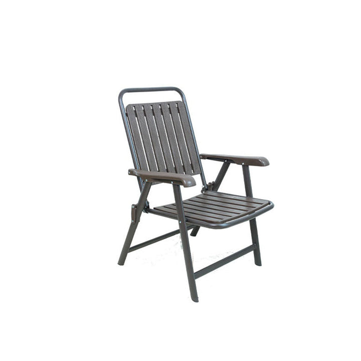 Foldable Camping Chair with Carbon Steel Frame and Integrated Footrest, Armrests and Backrest