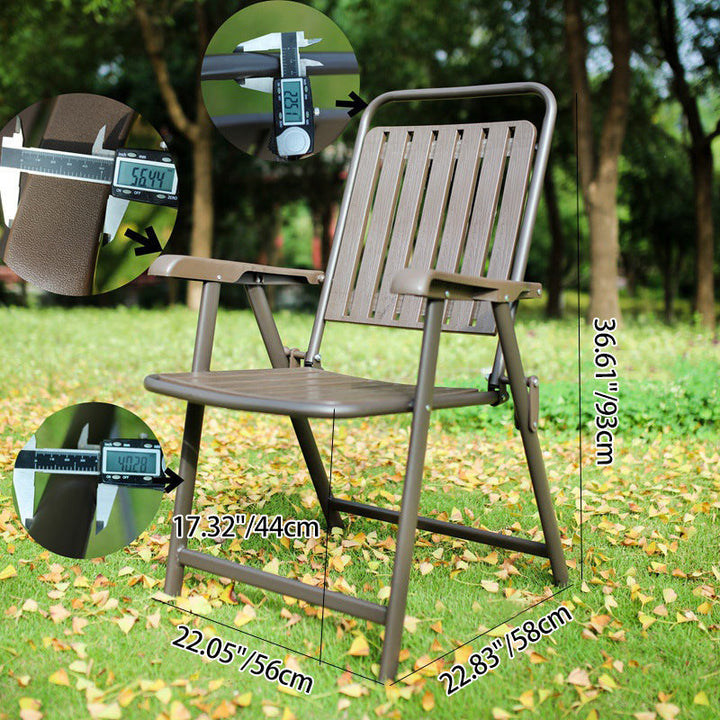 Foldable Camping Chair with Carbon Steel Frame and Integrated Footrest, Armrests and Backrest