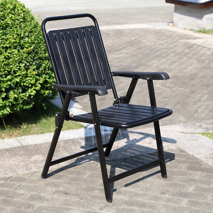 Foldable Camping Chair with Carbon Steel Frame and Integrated Footrest, Armrests and Backrest