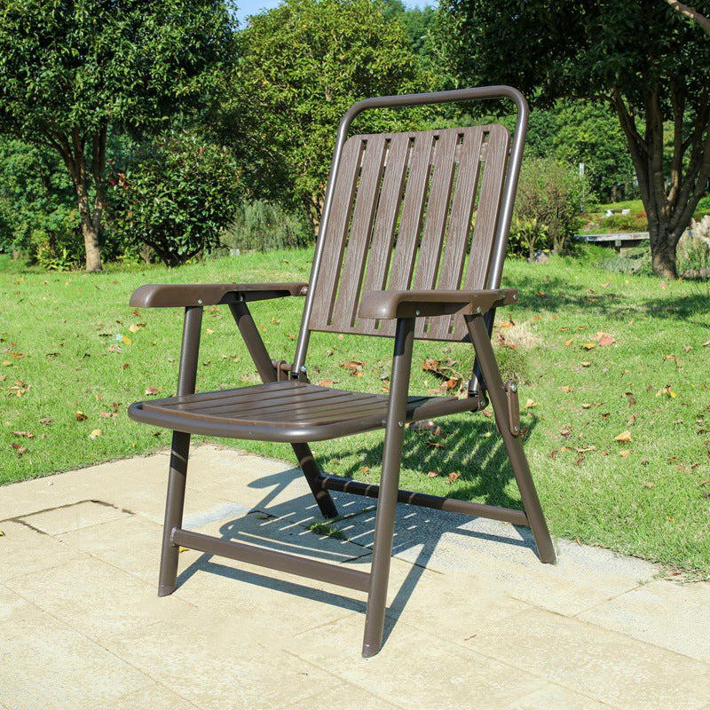 Foldable Camping Chair with Carbon Steel Frame and Integrated Footrest, Armrests and Backrest