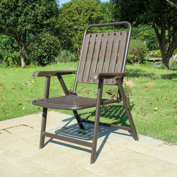 Foldable Camping Chair with Carbon Steel Frame and Integrated Footrest, Armrests and Backrest