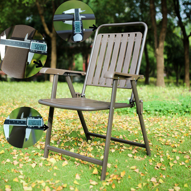Foldable Camping Chair with Carbon Steel Frame and Integrated Footrest, Armrests and Backrest