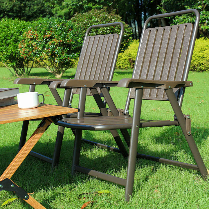 Foldable Camping Chair with Carbon Steel Frame and Integrated Footrest, Armrests and Backrest