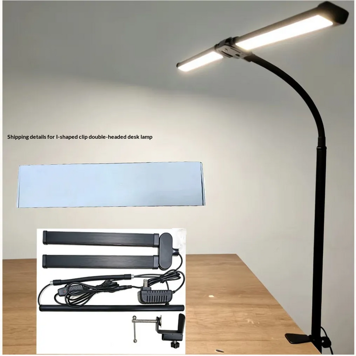 Double-Head LED Desk Lamp with Adjustable Color Temperature, Eye-Care Lighting &amp; Flexible Gooseneck