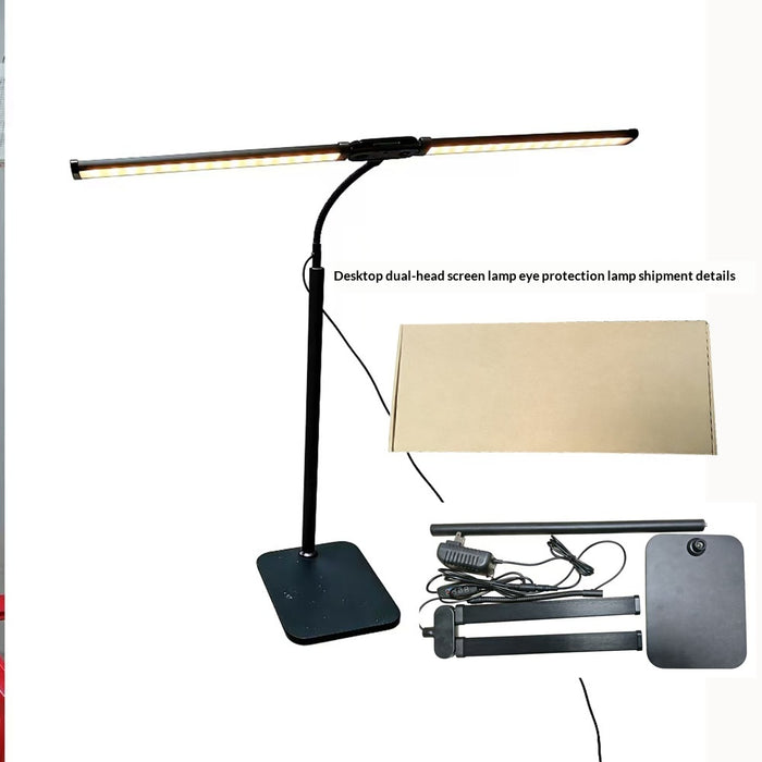 Double-Head LED Desk Lamp with Adjustable Color Temperature, Eye-Care Lighting & Flexible Gooseneck