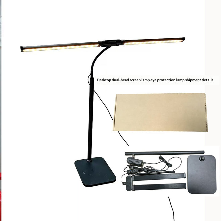 Double-Head LED Desk Lamp with Adjustable Color Temperature, Eye-Care Lighting &amp; Flexible Gooseneck