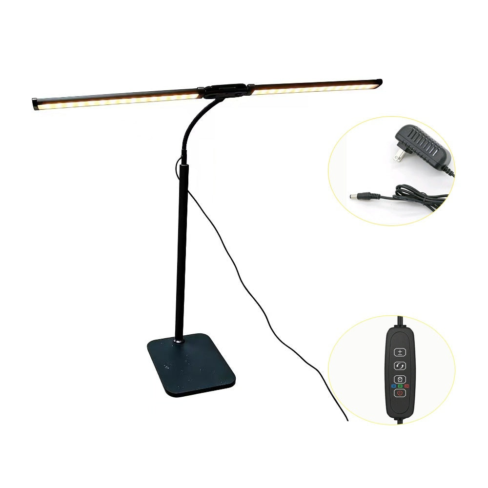 Double-Head LED Desk Lamp with Adjustable Color Temperature, Eye-Care Lighting &amp; Flexible Gooseneck