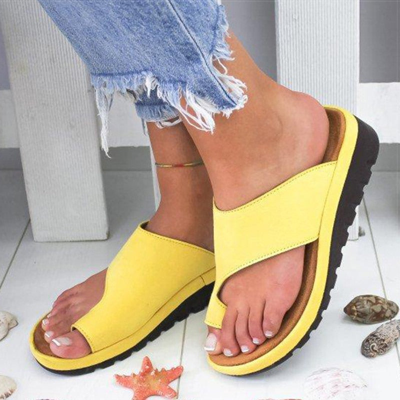 Bunion Sandals with Toe Alignment and Three-Arch Support, Memory Foam Wedge