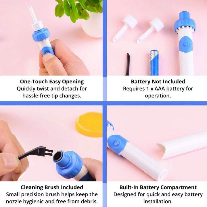 Electric Ear Cleaning Tool with Silicone Tip and 60-Minute Battery, Portable Design