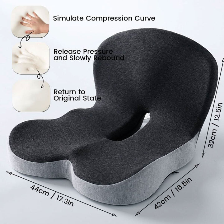 Memory Foam Seat Cushion with Non Slip Base and Machine Washable Cover