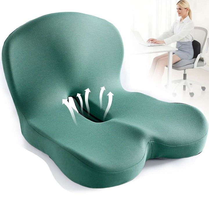 Memory Foam Seat Cushion with Non Slip Base and Machine Washable Cover