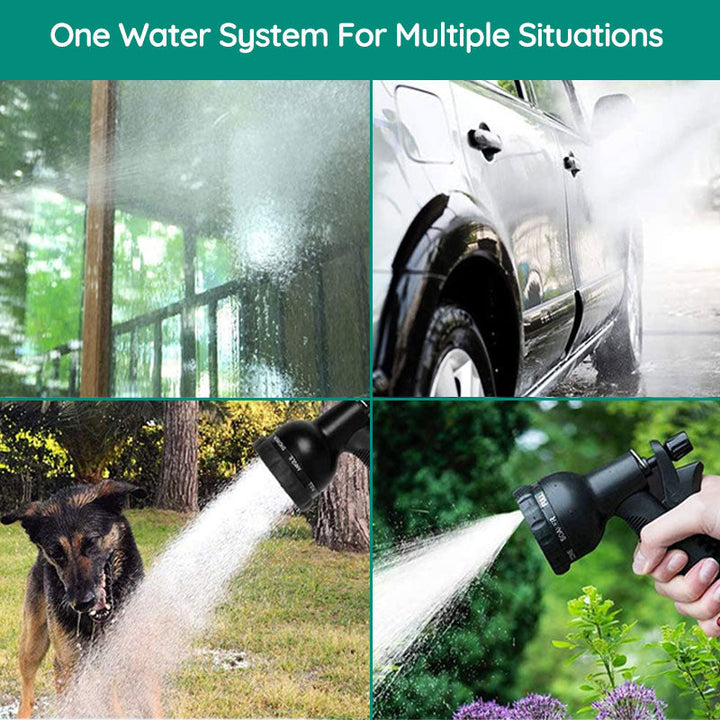 Expandable Garden Hose with 8-Spray Nozzle and Tangle-Resistant Design, 100ft Length