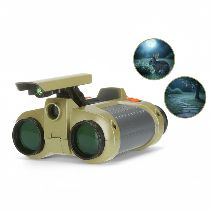 Kids Night Vision Binoculars with 4x Magnification and Adjustable Eyepieces, 26.2 ft Range