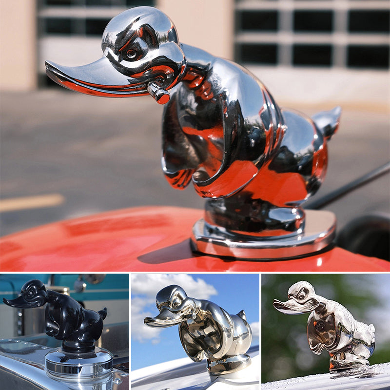 Angry Duck Radiator Emblem with Chrome Plating and Dual Pin Mounting, 6x4 Inches