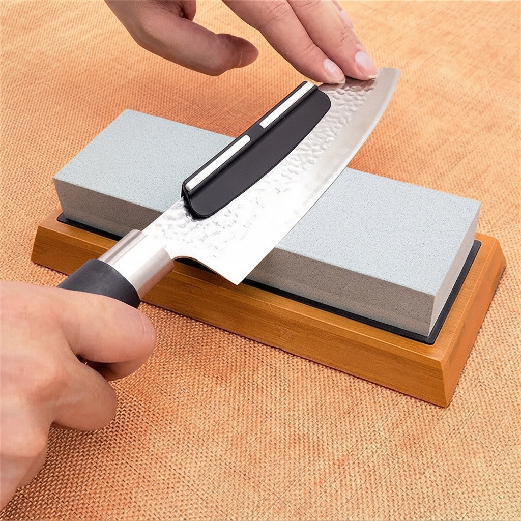 Fixed Angle Knife Sharpening Guide with Whetstone for Professional Edge Control