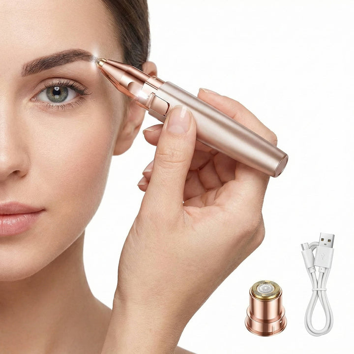 Womens Painless Facial Hair Remover and Eyebrow Shaver, Epilator for Face with Built in LED Light