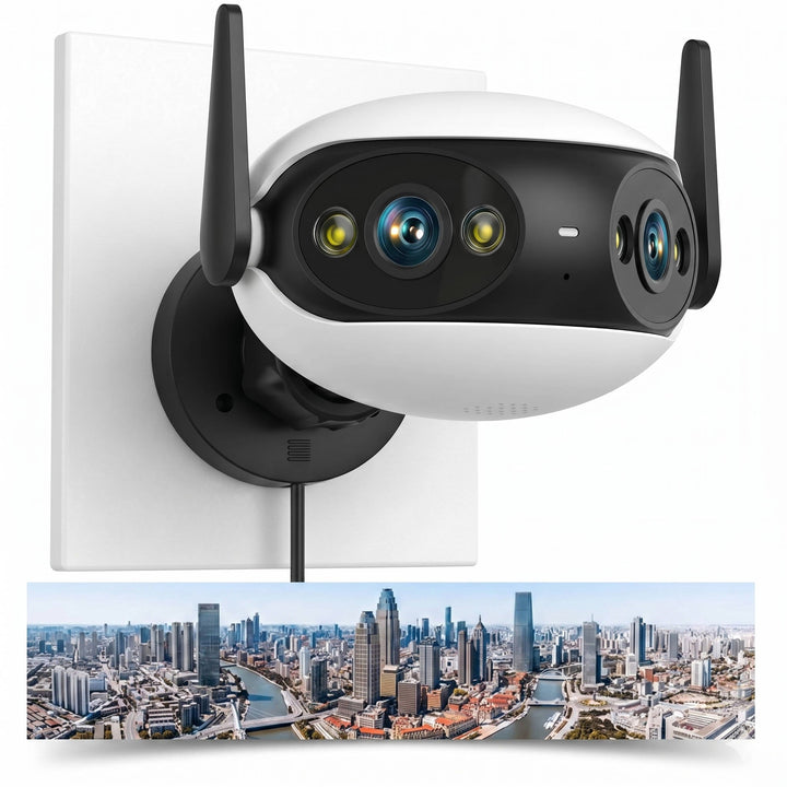 4K 8MP Outdoor WiFi Security Camera 180 Degree, Panoramic Night Vision Motion Detection Surveillance Camera