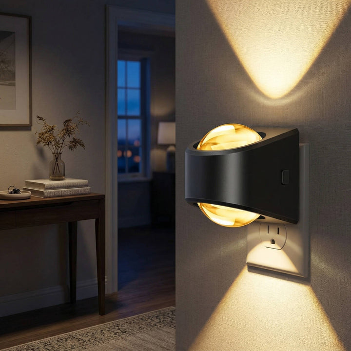 Plug in Night Light, LED Projector Night Light for Kids and Adults, Soft White for Bedroom, 2 Pack