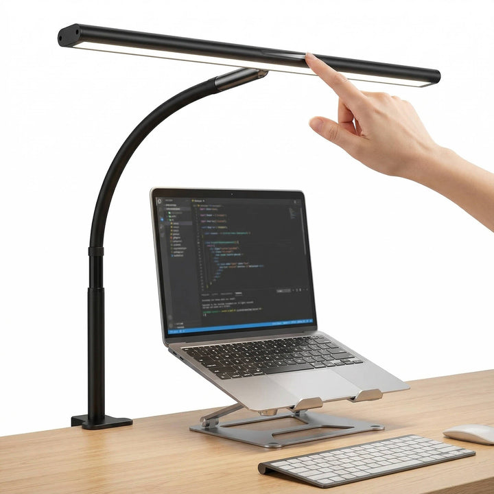 LED Desk Lamp for Office Home, Eye-Friendly Desk Light with Stepless Dimming Adjustable Flexible Gooseneck