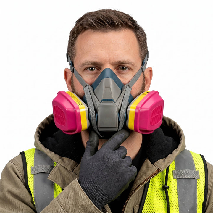 Multi-Purpose Reusable Respirator Mask with Quick Latch, NIOSH 60923 OV AG P100 Cartridge, Size Medium