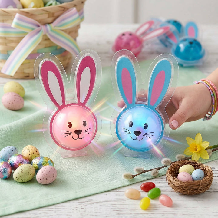 Light Up Bunny Bouncy Balls 12 Pc, LED Flashing Party Favor Toys for Kids