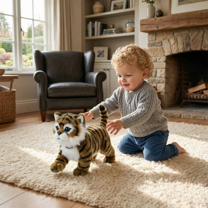 Realistic Interactive Tabby Robot Kitten, Walking and Meowing Robot Cat