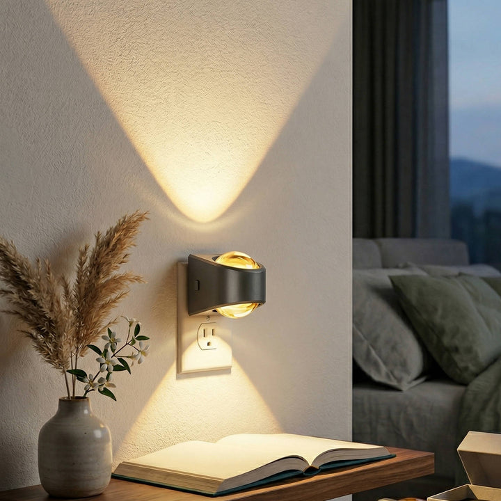 Plug in Night Light, LED Projector Night Light for Kids and Adults, Soft White for Bedroom, 2 Pack