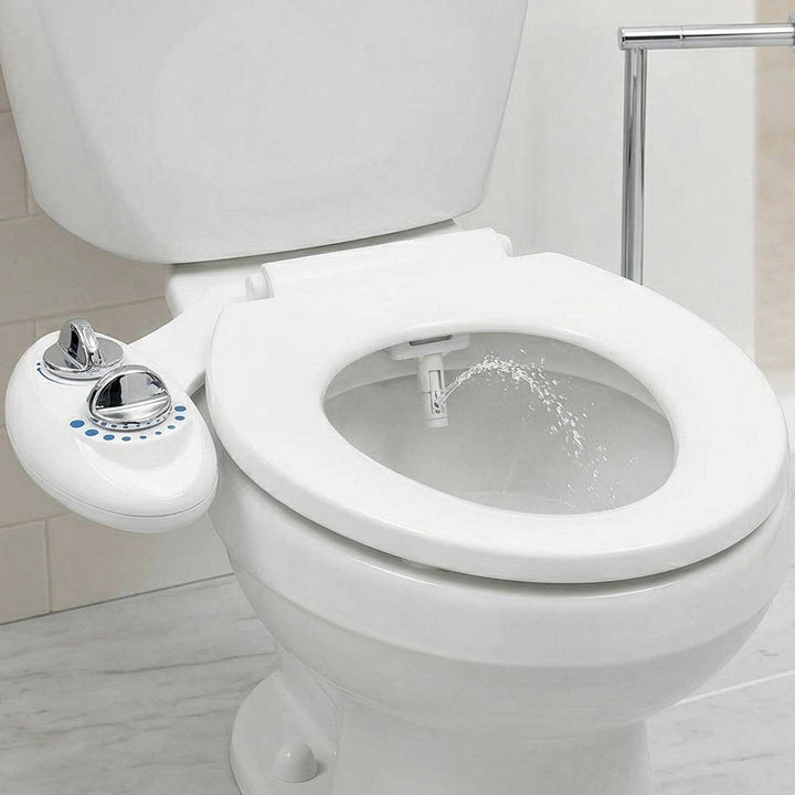Self Cleaning Non Electric Bidet Attachment, Single Nozzle, Adjustable Water Pressure for Toilet Seat