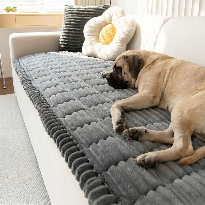 Non Slip Fuzzy Pet Couch Cover for 2-3 Cushion Sofa, Washable Soft Furniture Protector Slipcover