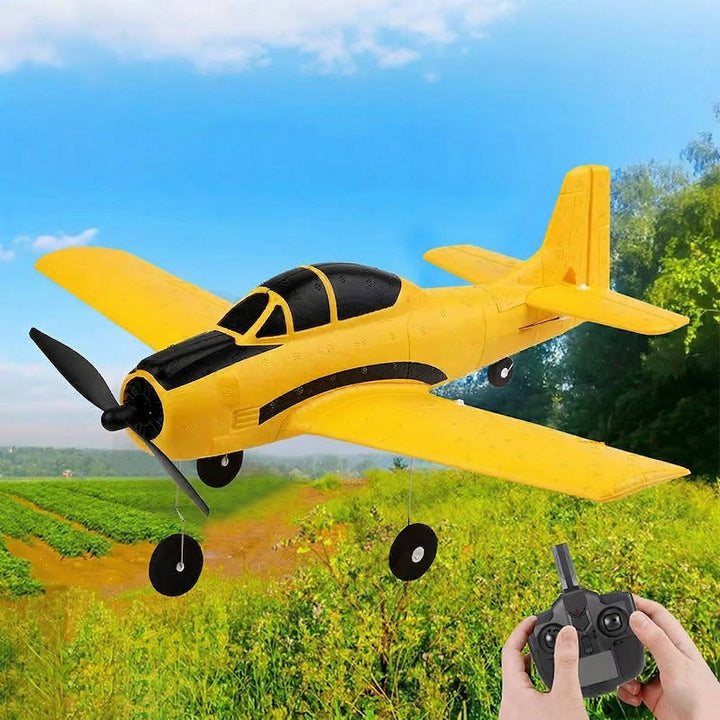 RC Plane 4 Channel 2.4GHz, Easy Fly Trainer with Gyro Stabilizer, 2 Batteries for Beginners and Kids