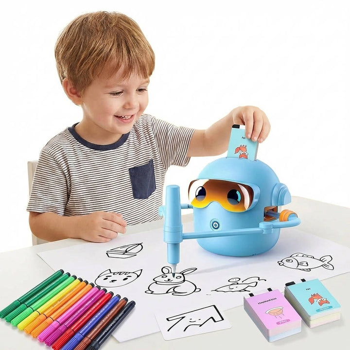 Drawing Robot with 100 Cards and Markers Voice Interactive Art Toy Ages 3 and up