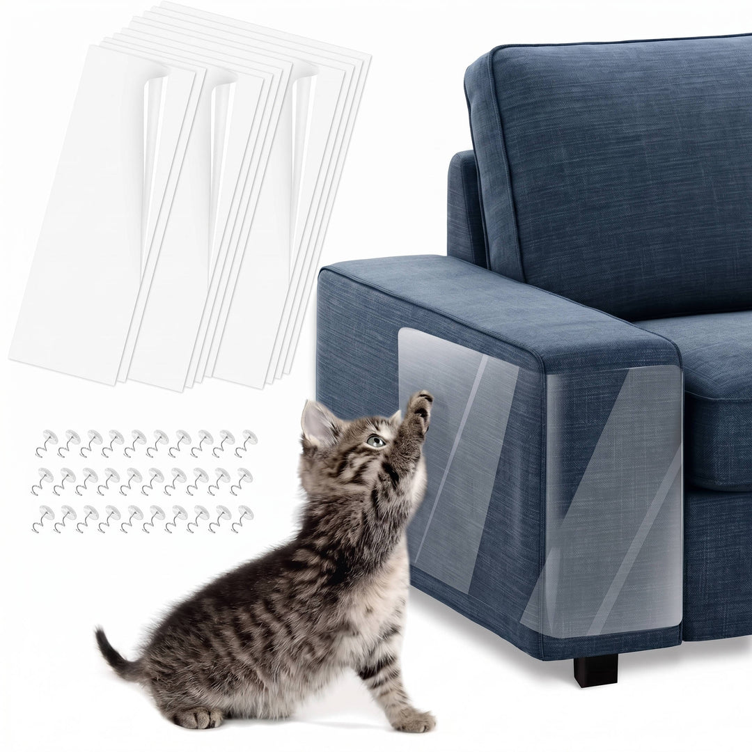 10 Pack Clear Cat Scratch Furniture Protectors for Couch and Doors with Twist Pins