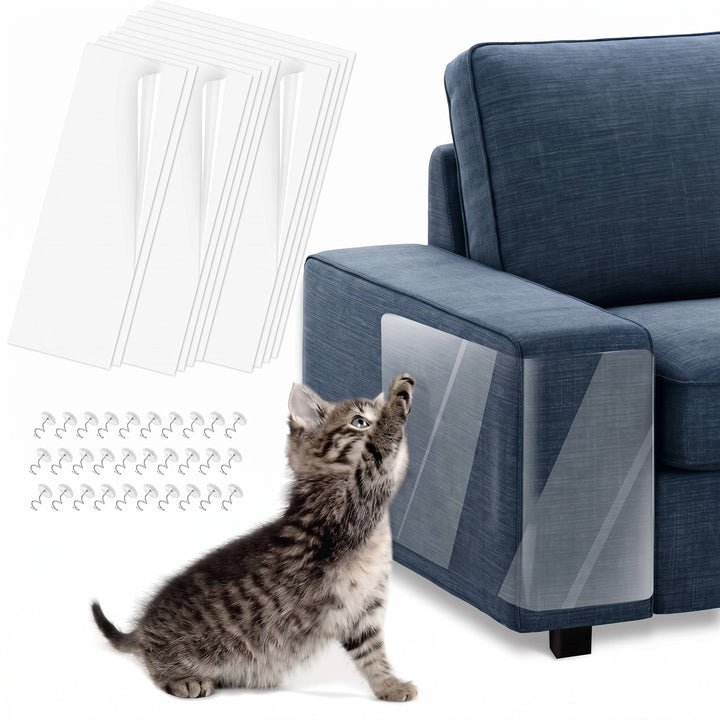 10 Pack Clear Cat Scratch Furniture Protectors for Couch and Doors with Twist Pins