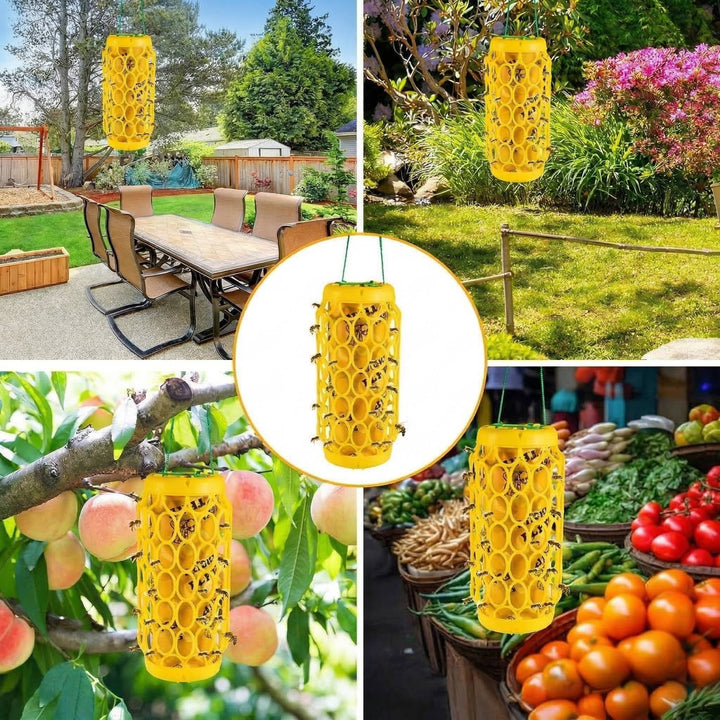 2 Pack Outdoor Wasp Traps, Reusable Hanging Bee and Hornet Catcher for the Garden
