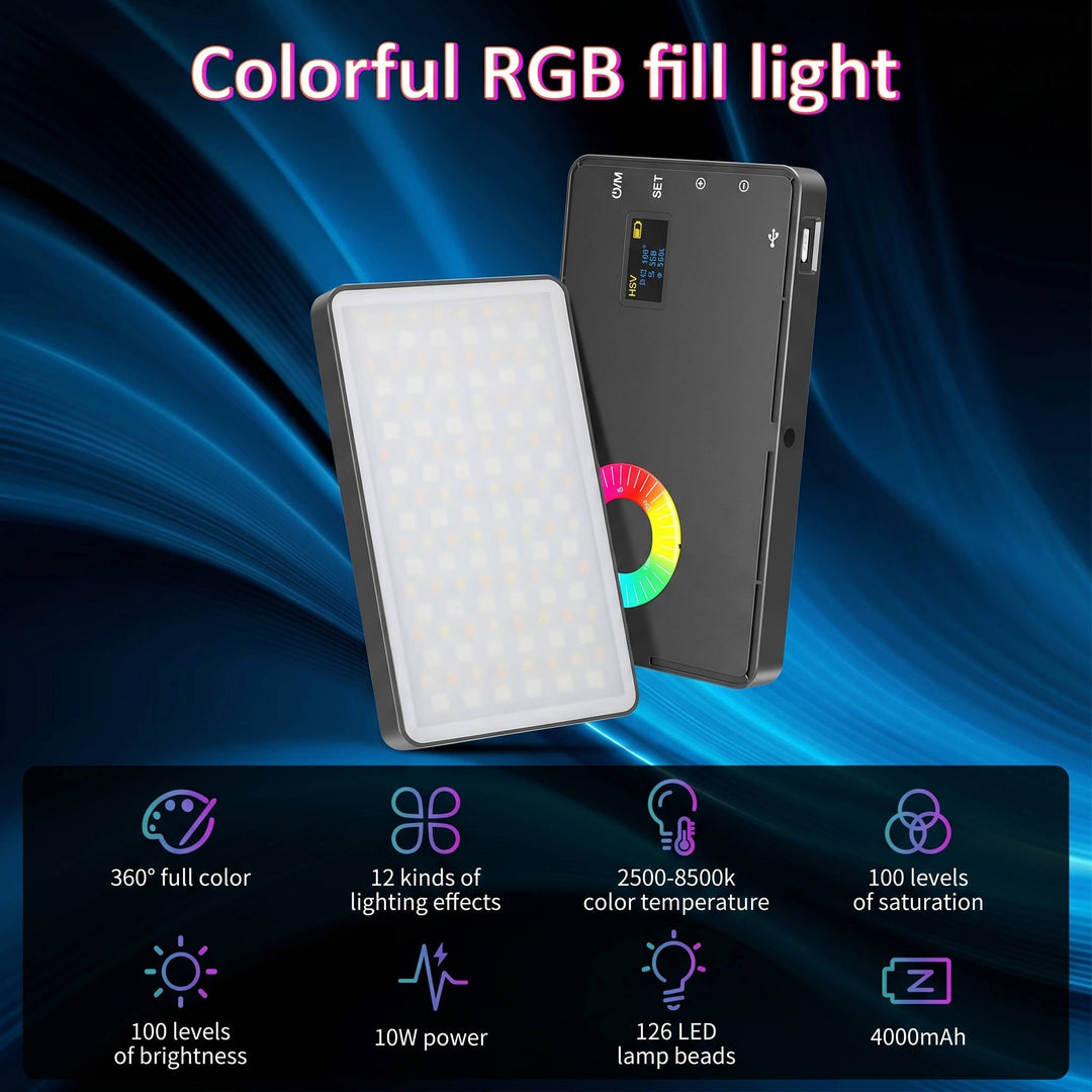 USB Rechargeable RGB Photography Light, Portable Camera Selfie Light for Live Streaming Vlogging with colour Changing Modes