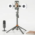 360° Smart Face Tracking Tripod with Dual Fill Lights, Rechargeable Selfie Stick Tripod for Vlogging and Live Streaming, Auto Tracking Phone Holder