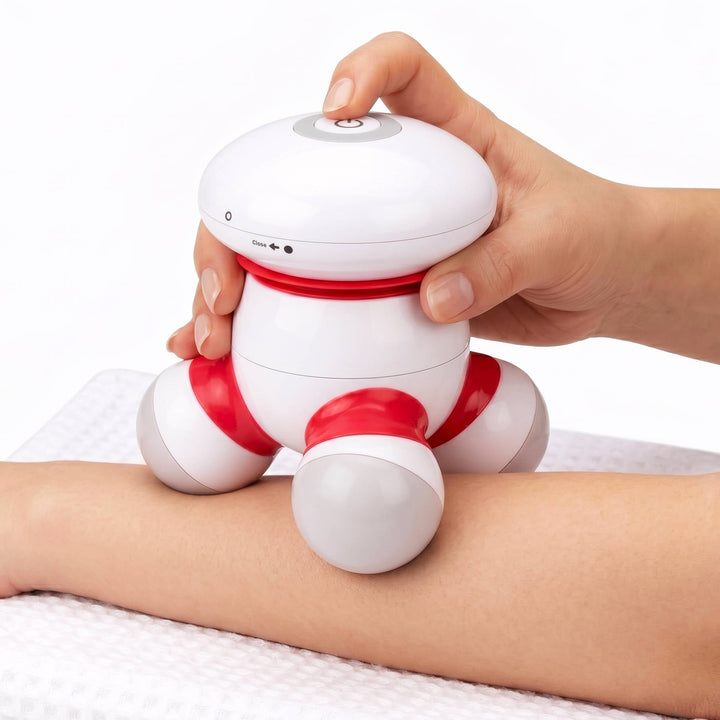 Handheld Body Massager Portable Mini Vibrating Massager with LED Light, Battery Operated for Neck Back Arms Legs Pain Relief Easy Grip