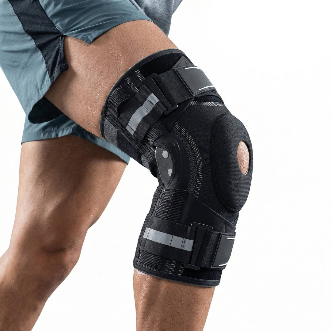 Professional Sports Knee Brace, Compression Sleeve with Side Stabilizers, Support for Running and Basketball